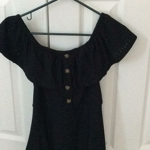 Black mini lace eyelet with inner skirt dress